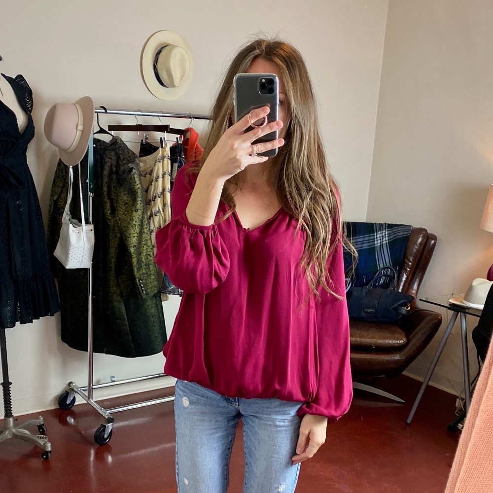 (DVF) Red Silk Blouse